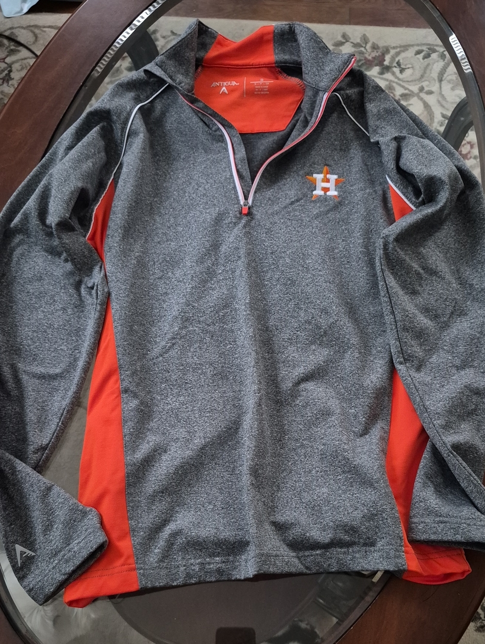 Antigua Gray & Orange Houston Astros Quarter-Zip Pullover